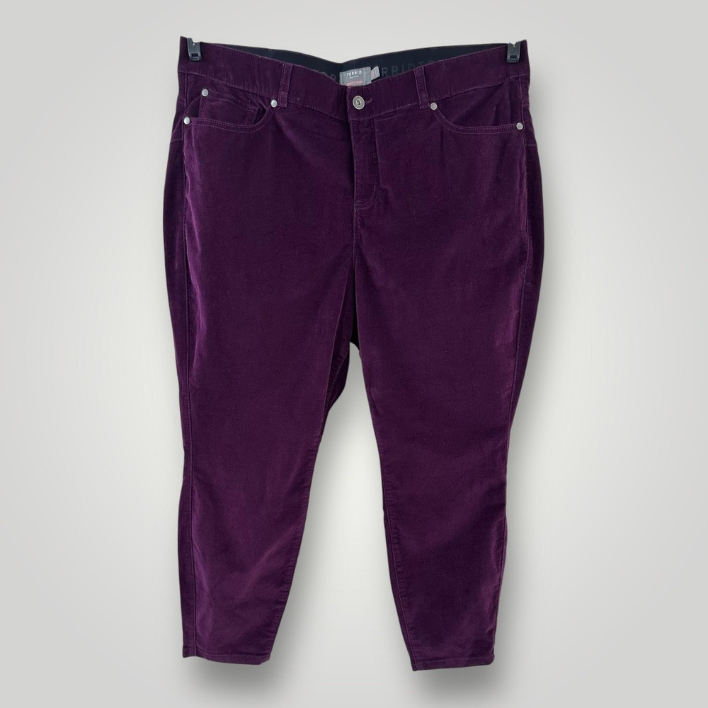 Torrid Bombshell Corduroy Skinny Pants Womens 24 SHORT Purple High Rise Stretch